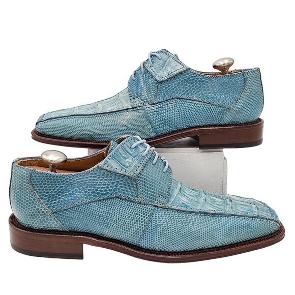 NEW Vintage Baby Blue Exotic David Eden Crocodile Teju Lizard Men's 7 Dress Shoe - Picture 6 of 16